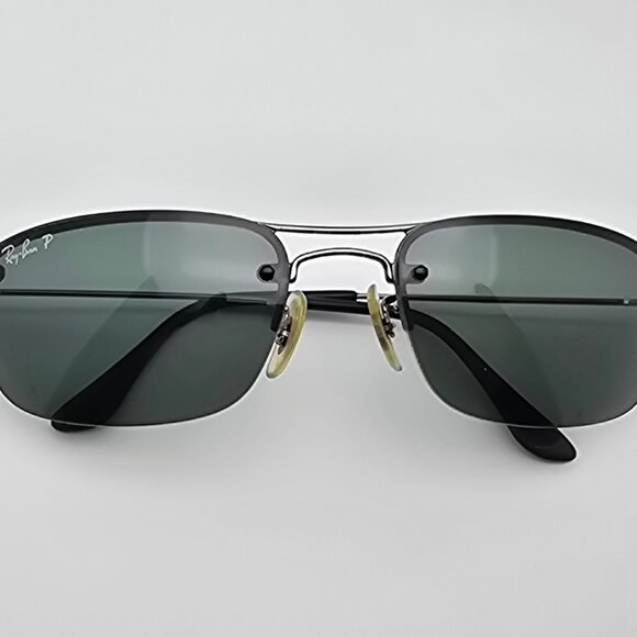 Ray-Ban RB3156 004/9A Top Square Gunmetal Polarized Green Aviator Sunglasses - Picture 12 of 16